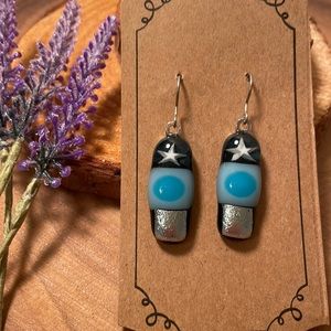 Artsy, handmade, glass earrings